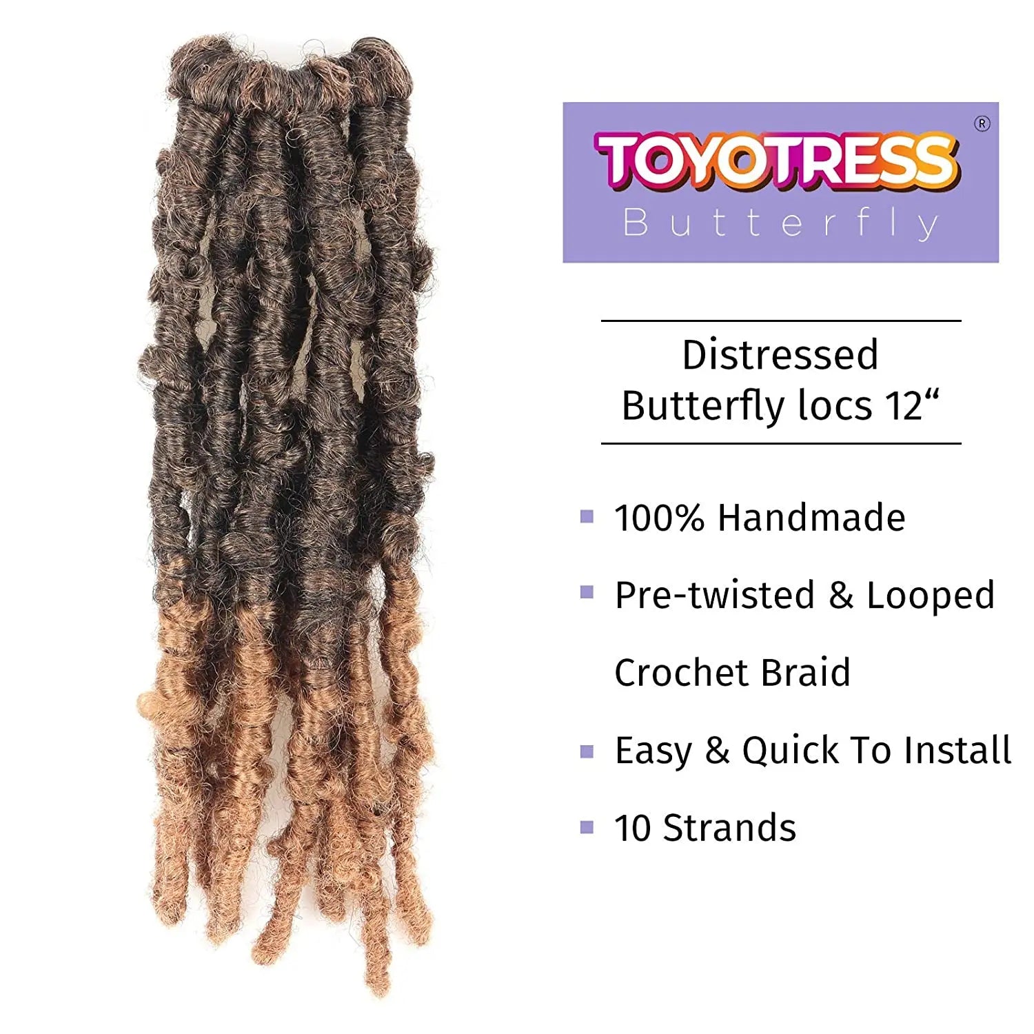 Butterfly Locs 12 Inches Pre-twisted Distressed Synthetic Crochet Hair - Toyotress